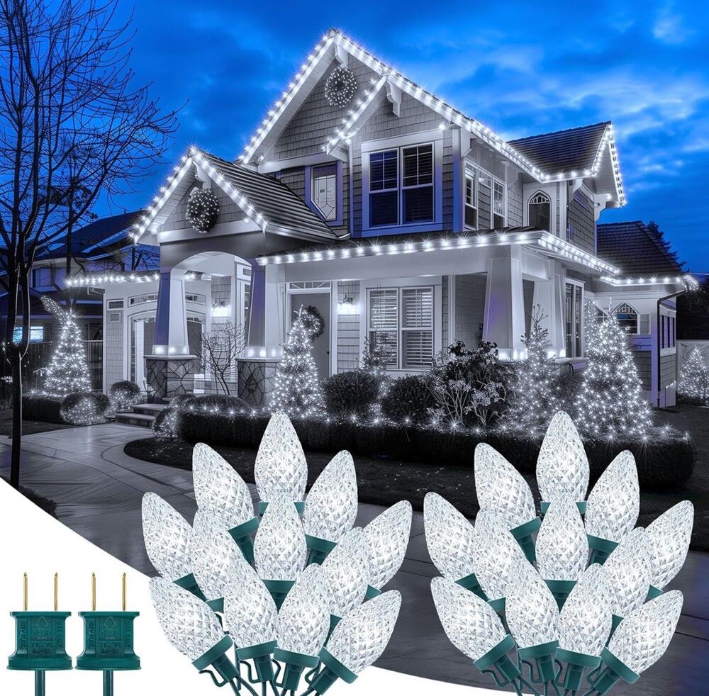 Brightown 2 Pack C9 Christmas Lights 200 LED 162FT Multicolor Timer 8 Modes